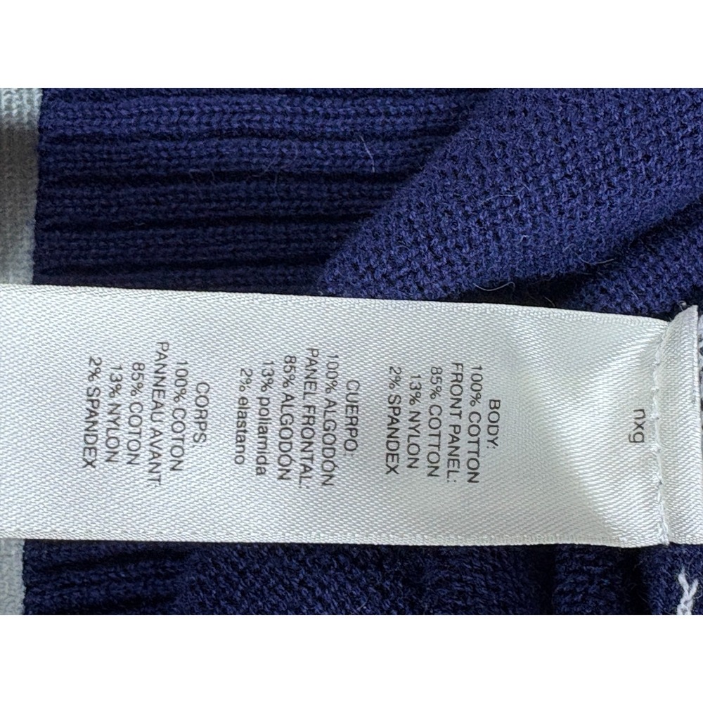 Chicos Weekends Cardigan Sweater Navy w/White Lightweight Beach Summer Nights 3 - Picture 7 of 15